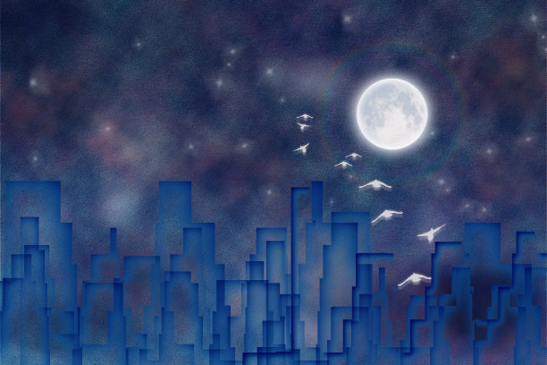 夜晚的城市剪影图片下载