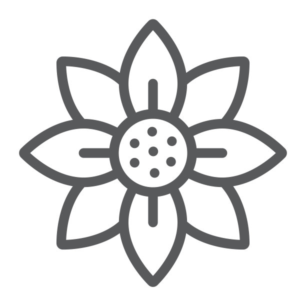 花线图标，开花和植物，花卉标志，矢量图形，白色背景上的线性图案。图片下载