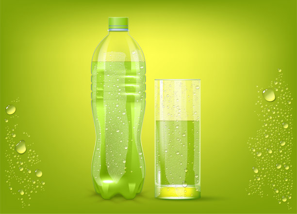 绿汽水和瓶子图片下载