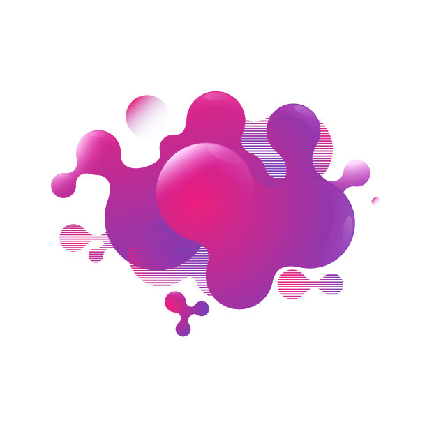 液体粉红色的几何横幅。抽象的流体梯度元素隔离在白色背景的小册子，传单，横幅，社会职位和其他设计。未来的时尚设计。图片下载