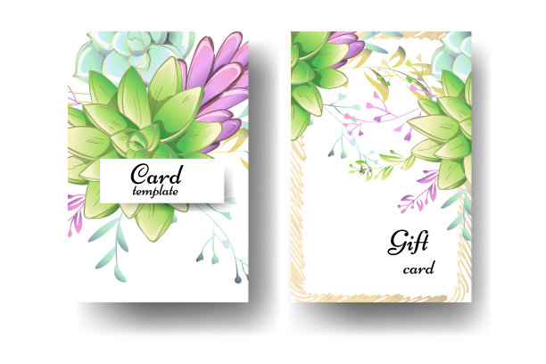 美丽的现代邀请婚礼模板与金框架和多肉图片下载