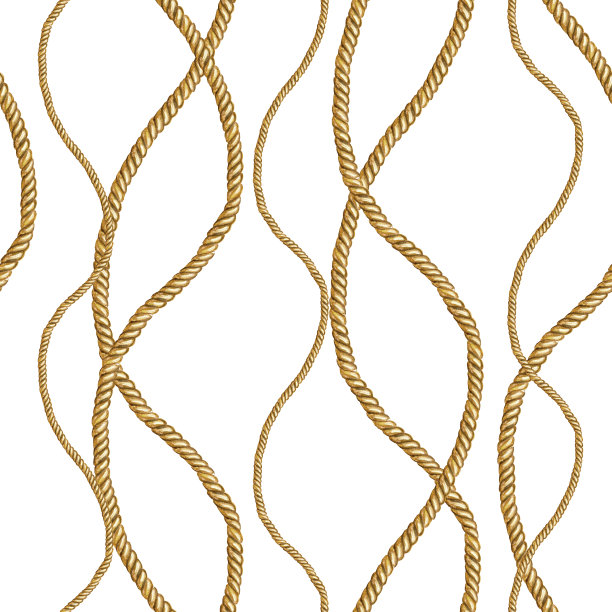 无缝模式海上航海插图。水彩手绘时尚纹理与绳。图片下载