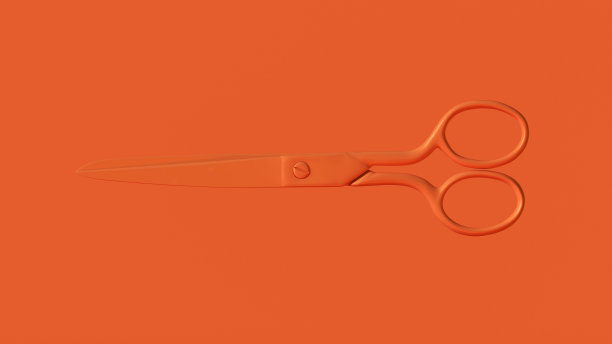 橙色金属剪裁剪刀图片下载