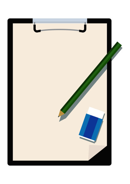 剪贴板和笔的布局。剪贴艺术的记事本。书写材料和记事本。素材图片