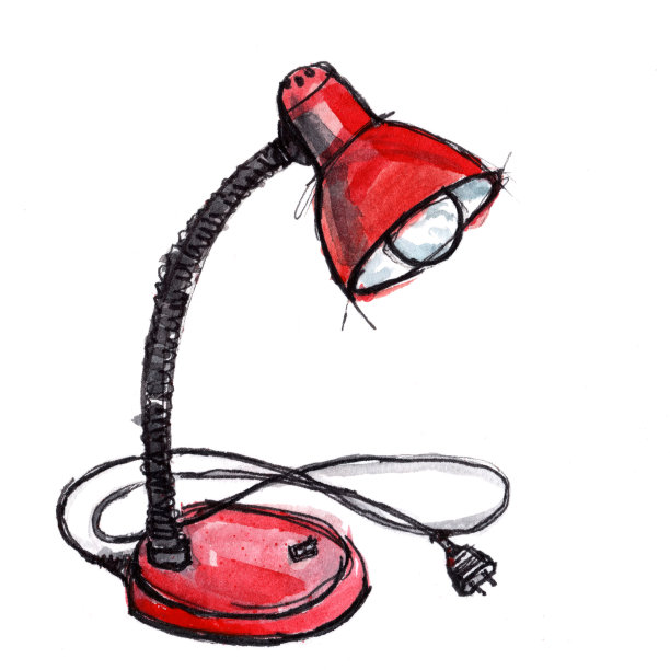 手绘水彩红灯图片下载