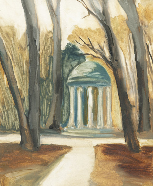 在公园的树林中有一个圆形的大厅图片下载