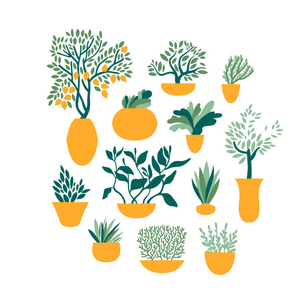 把花园植物放在花盆里。园艺和园艺。蔬菜，水果，草药。矢量插图。图片下载