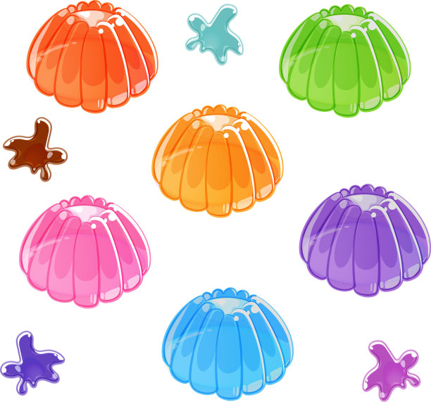 彩色闪亮的果冻套装。在白色背景上隔离图片下载