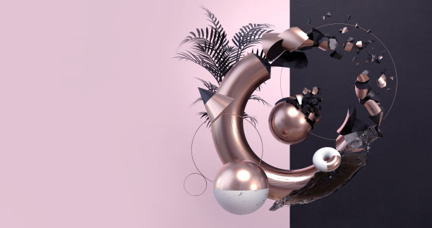 浮动原始形状的抽象几何背景的三维渲染。现代极简主义工作室组成。时尚背景与拷贝空间登陆页，展示，产品介绍。图片下载