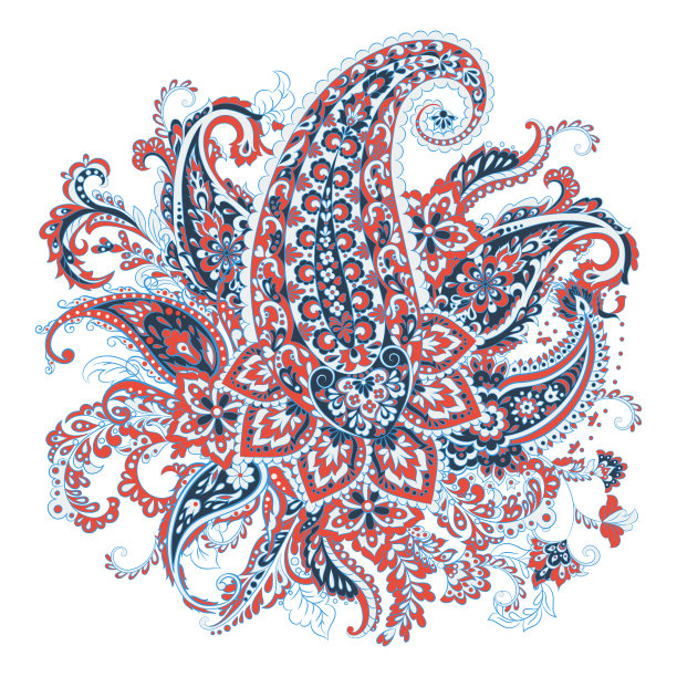 佩斯利锦缎装饰。孤立矢量图图片下载