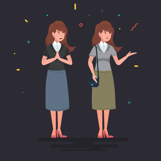 职业女性经典形象卡通风格矢量插画图片下载