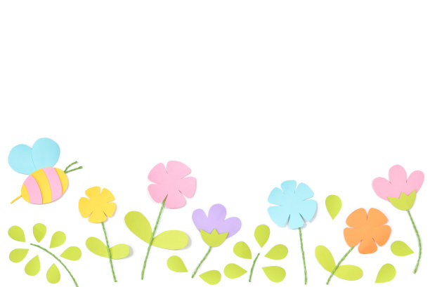 白色背景上的春纸剪图片下载