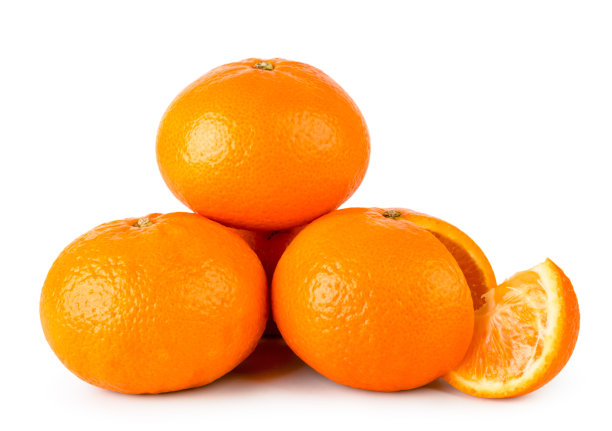 一串成熟的橘子和一块白色的。孤立。图片下载