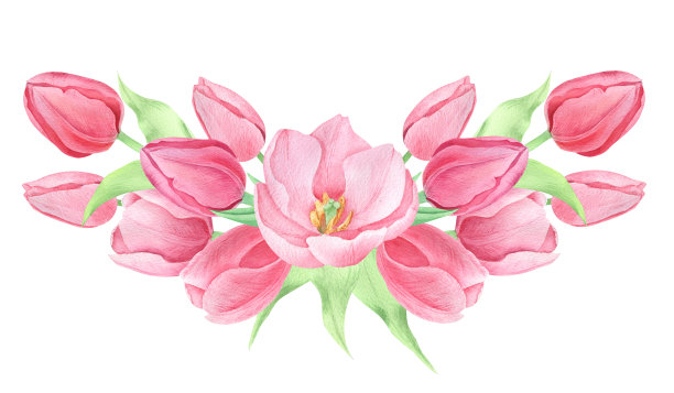 水彩春季花朵素材图片