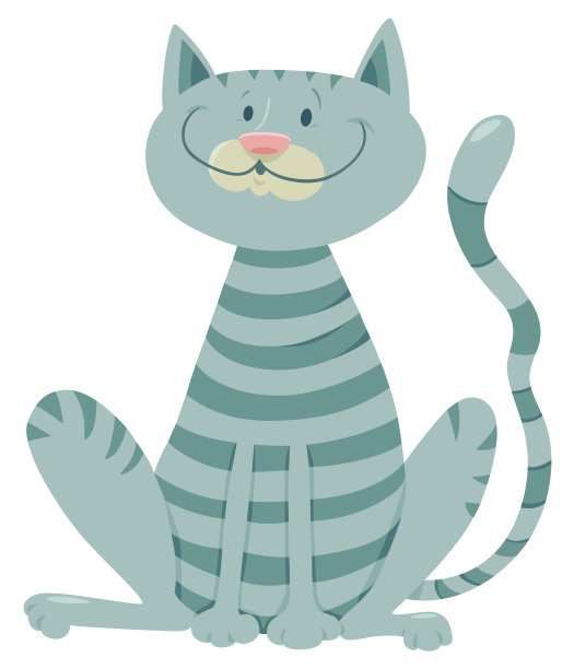 快乐的虎斑猫卡通动物人物图片下载