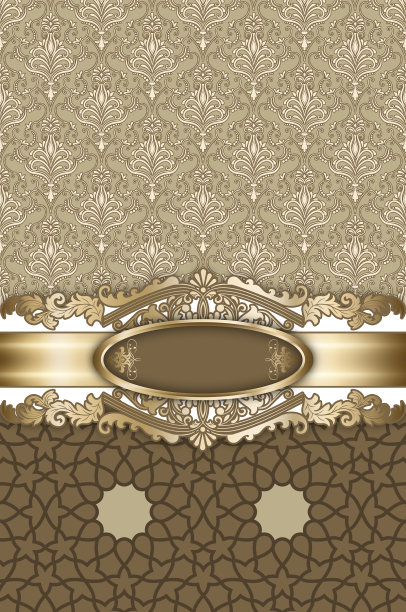 优雅的复古背景与装饰金色图案。图片下载