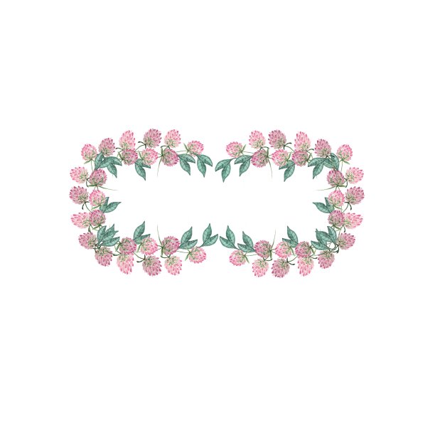 粉红色花的水彩花环。图片下载