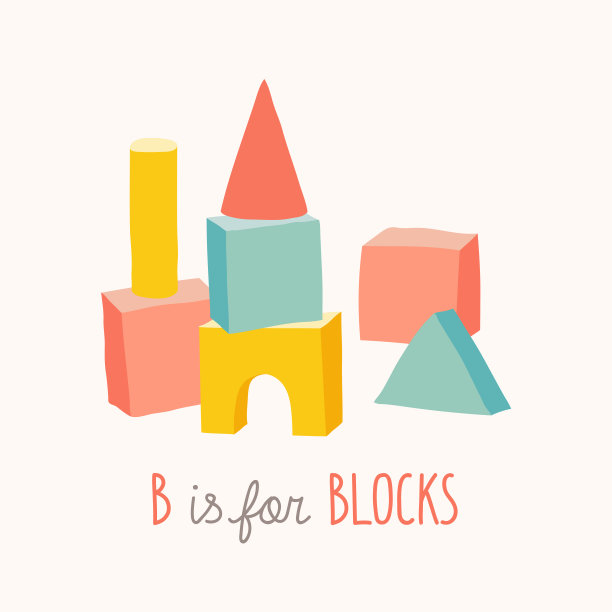B代表blocks。彩色的字母立方体与A,B,C字母。孤立矢量eps 10插图上的白色背景。图片下载
