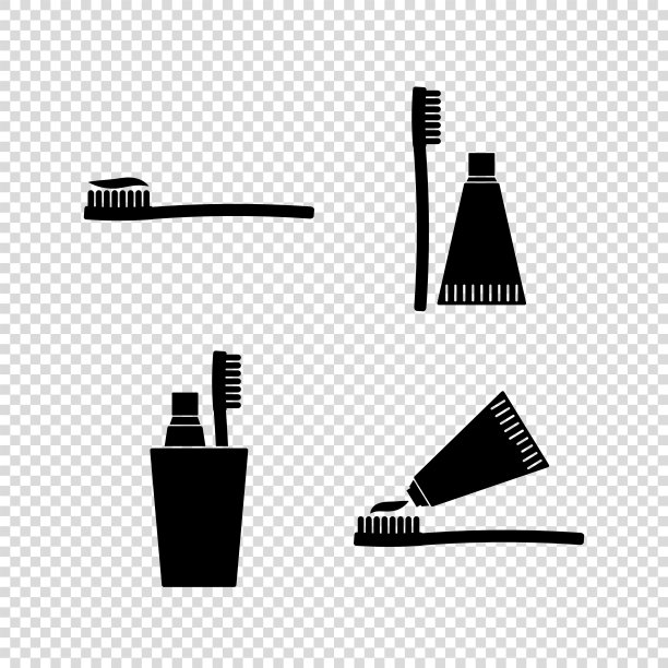 牙刷与牙膏-矢量图标图片下载