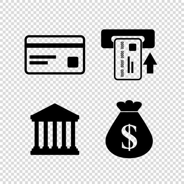 银行业务矢量图标集图片下载