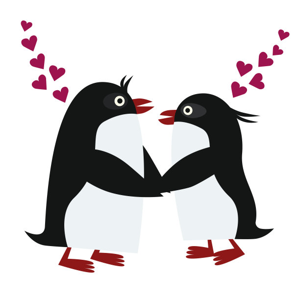 两只恋爱中的企鹅图片下载