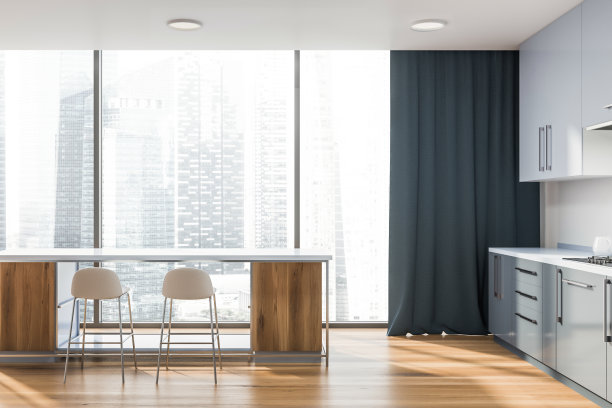 全景厨房内部设有酒吧图片下载