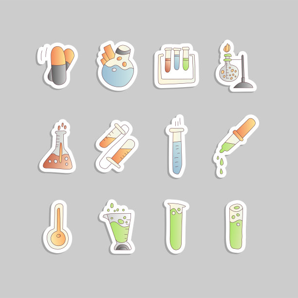 化学和物理试管，一套卡通风格的图标。试管用于科学家的实验，试管的科学图标收集图片下载
