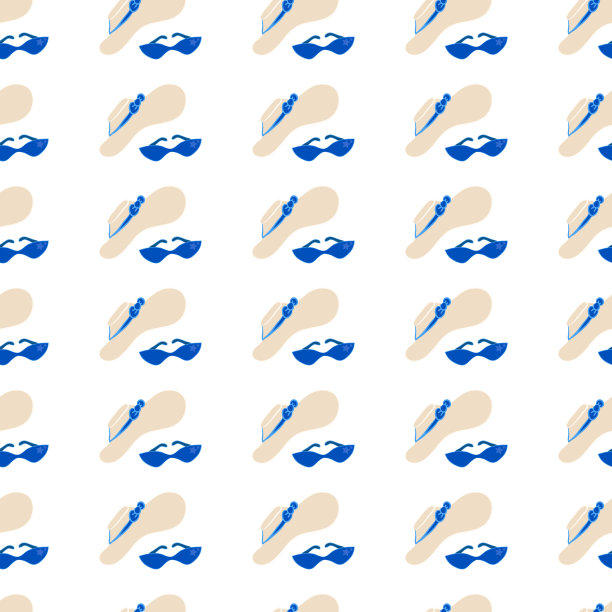 向量无缝白帽和蓝眼镜图片下载