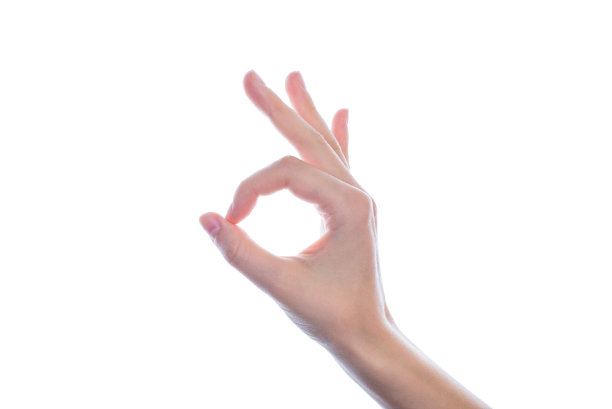 特写照片的女人的手展示广告制作ok信号孤立的白色背景复制空间图片下载