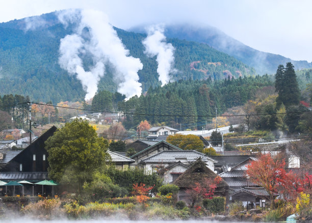玉福镇有温泉烟，日本图片下载