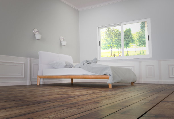 卧室内饰-古典风格-原始的房间风格。三维渲染图片下载