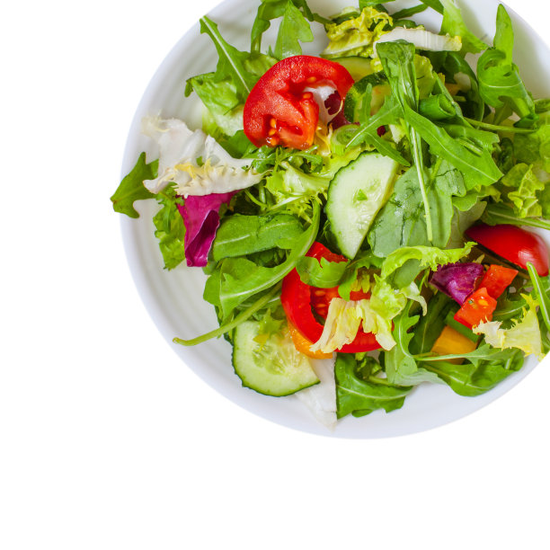 新鲜蔬菜沙拉盘，隔离图片下载