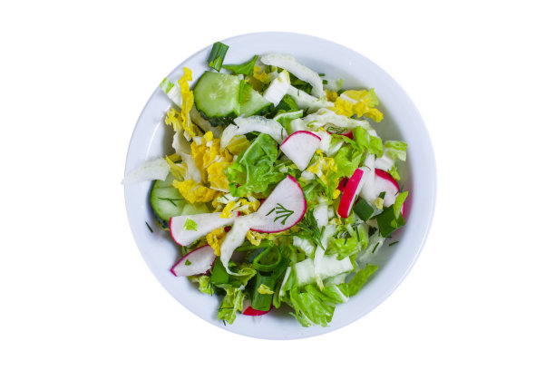 新鲜蔬菜沙拉盘，隔离图片下载