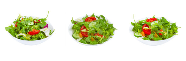 新鲜蔬菜沙拉盘，隔离图片下载