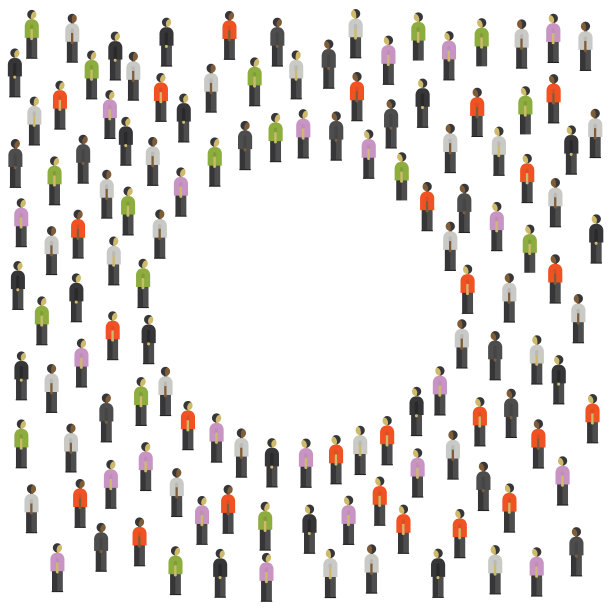 人群，文字的地方，孤立的白色背景，图片下载