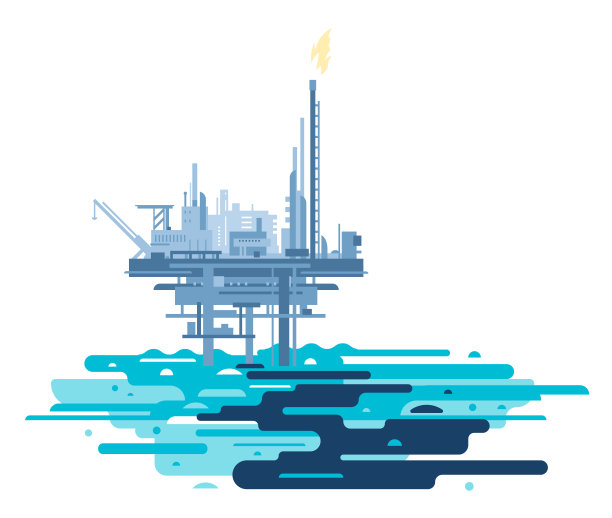 石油平台污染了海洋图片下载