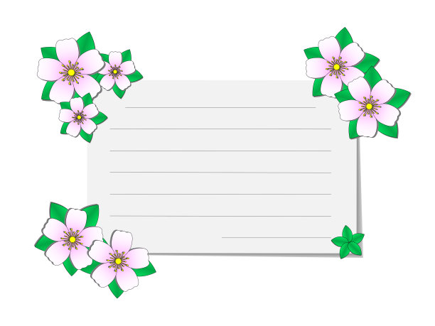 贺卡模板用鲜花围绕一张纸，邀请模板为庆祝图片下载