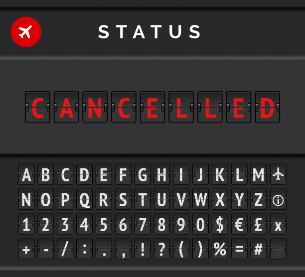 显示航班起飞或到达状态的机场公告板被取消。矢量图图片下载