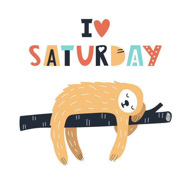 我爱饱和-可爱和有趣的孩子手绘幼儿园海报与树懒动物和字母。彩色矢量插图。图片下载