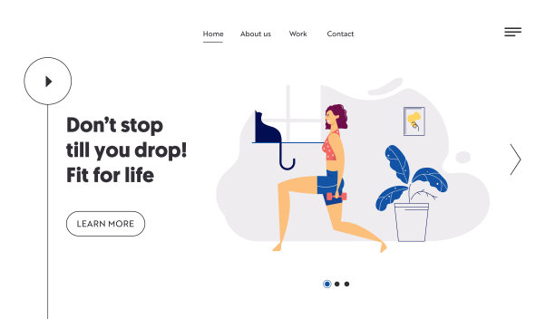 健康生活方式健身登陆页面模板。运动和家庭运动的概念与积极的女人性格慢跑，为网站，网页，横幅运动。矢量图图片下载