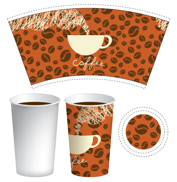 纸杯模板的热饮与咖啡杯图片下载