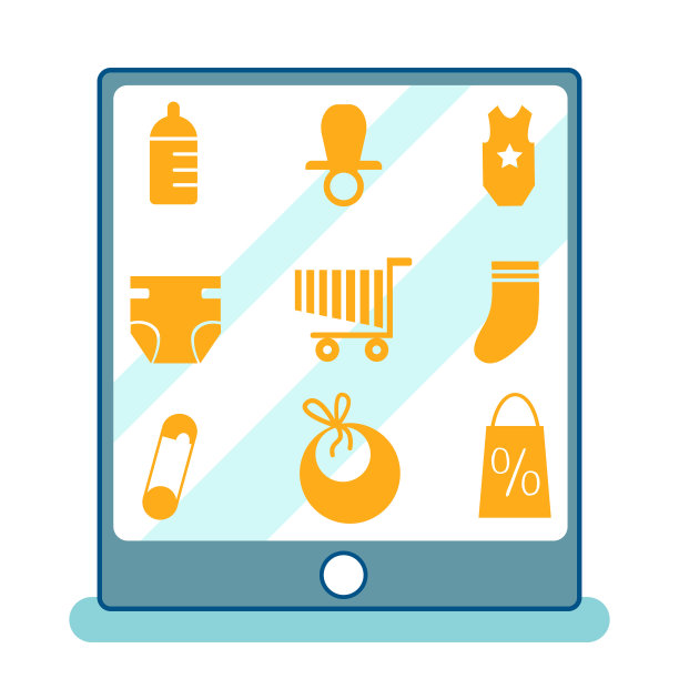 婴儿产品品种卡通矢量插图图片下载