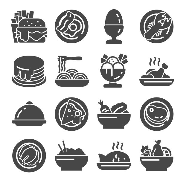矢量食品图标集（白色背景）图片下载