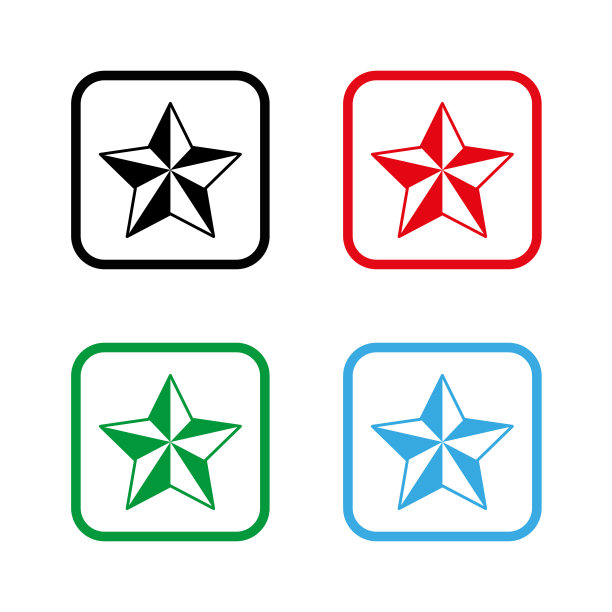 星形彩色矢量图标图片下载