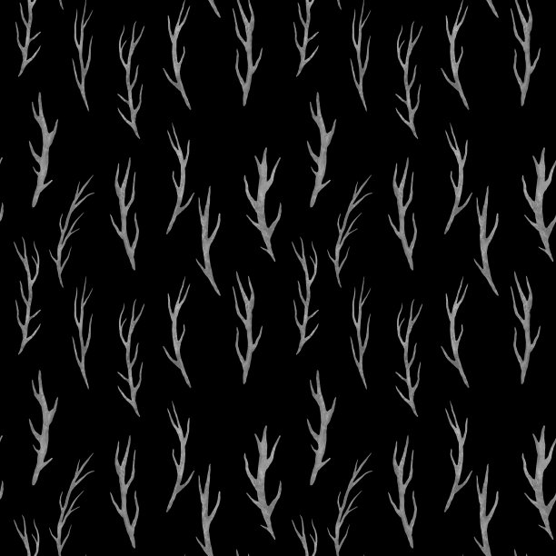 水彩冬干早在黑色的背景上由大海塑造，柔和的黑白无缝图案。图片下载