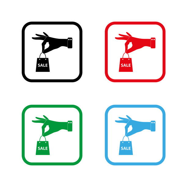 手提式购物袋-彩色矢量图标图片下载