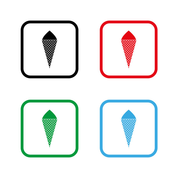 冰淇淋蛋筒-彩色矢量图标图片下载