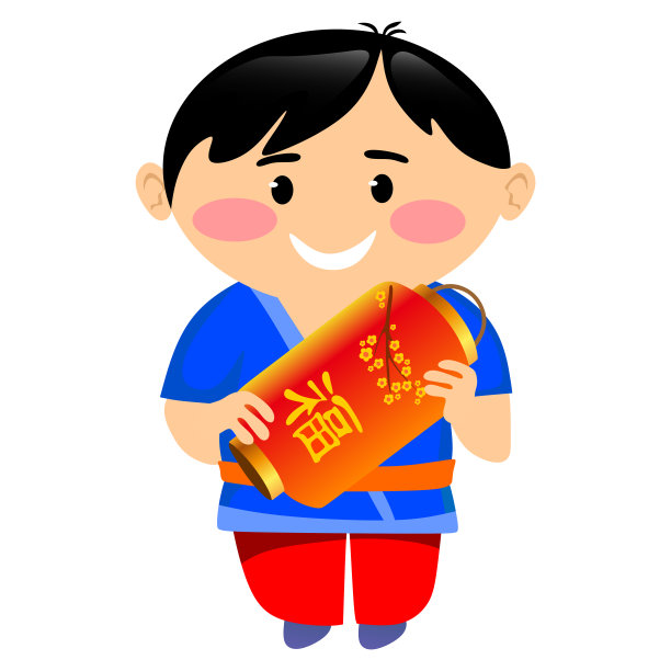 年轻的黑发亚洲人拿着红灯笼图片下载