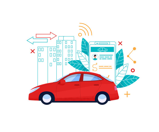 汽车服务平面插图。出租车在线预订图片下载