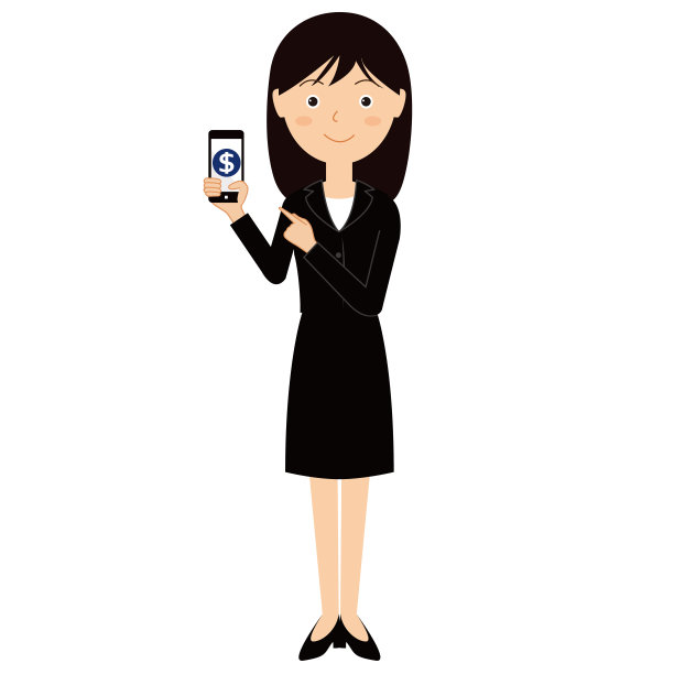 有智能手机的商务套装女性。图片下载